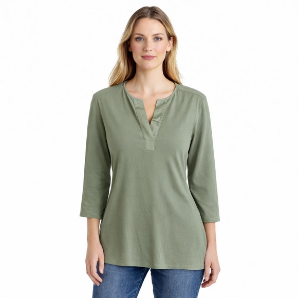 Banana Republic Sage Green Silky V-Neck Blouse Large - Picture 2 of 9